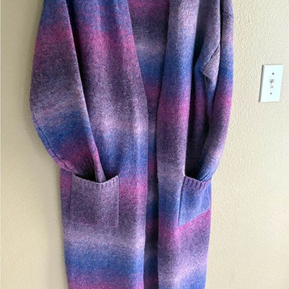 Cato Women's multi colored Purple and Pink Open Front Cardigan long soft NWOT - Picture 2 of 10